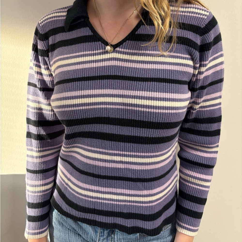 Striped Purple and Black Sweater